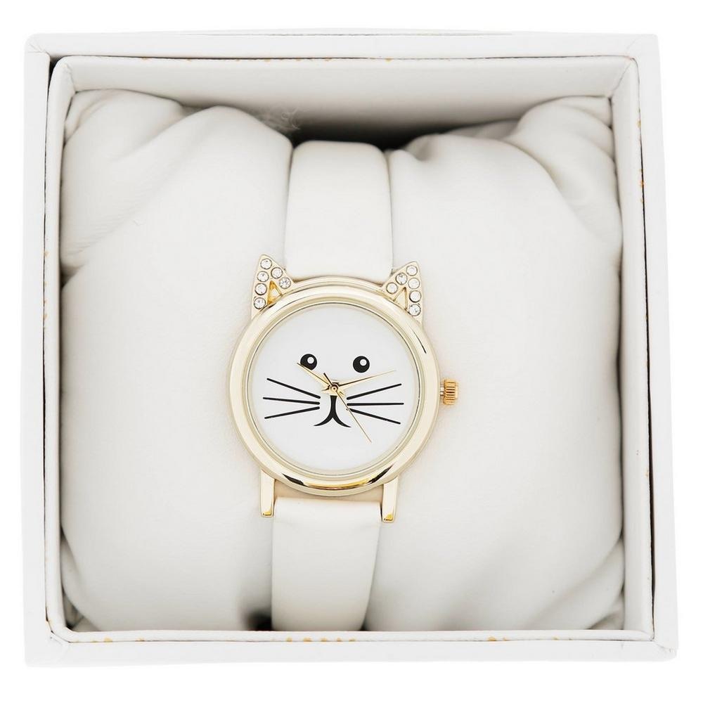 Kitty rhinestone ear watch